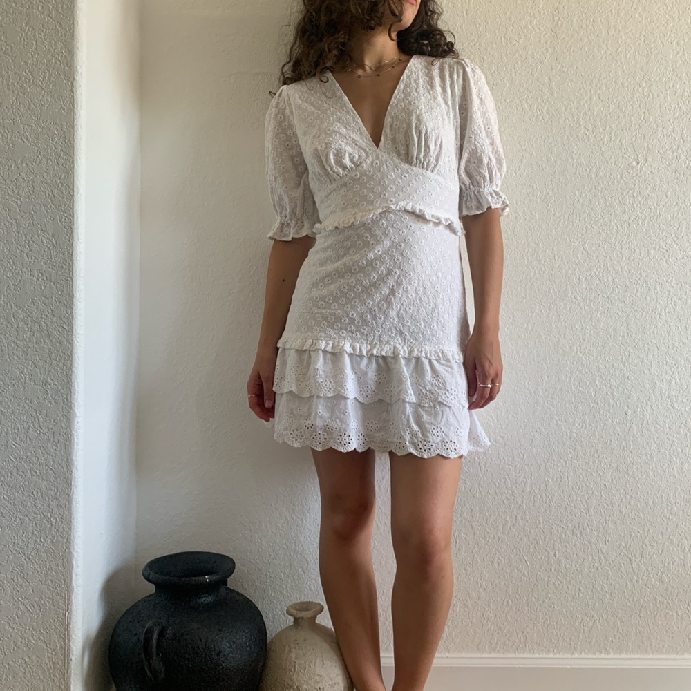 100% Cotton Charles Henry White Eyelet Dress
